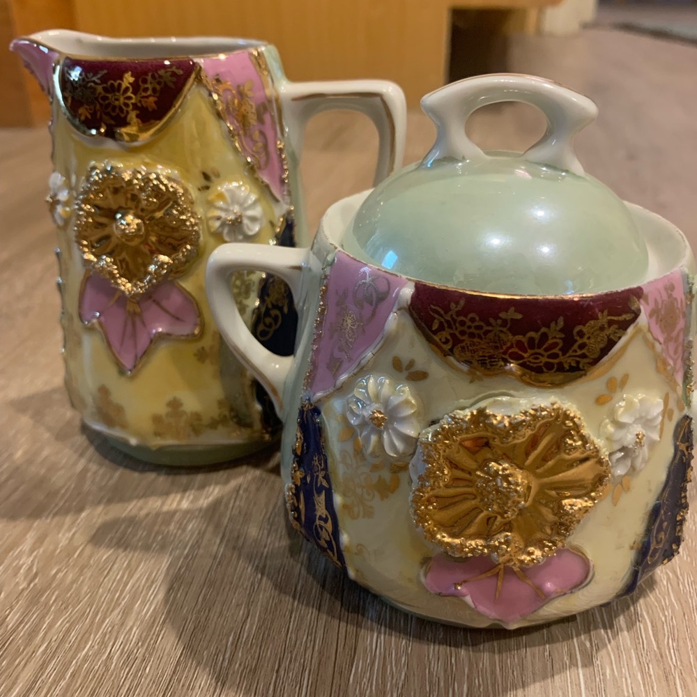 Antique sugar and cream set